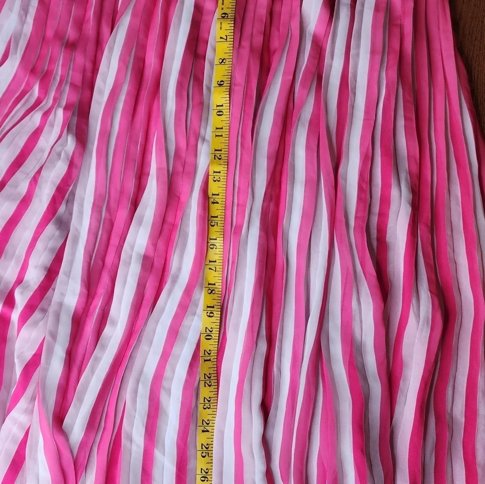 J. Crew Pink & White Pleated Skirt Peekabo Stripe Size 8 With Back Zip *READ* - Picture 9 of 16